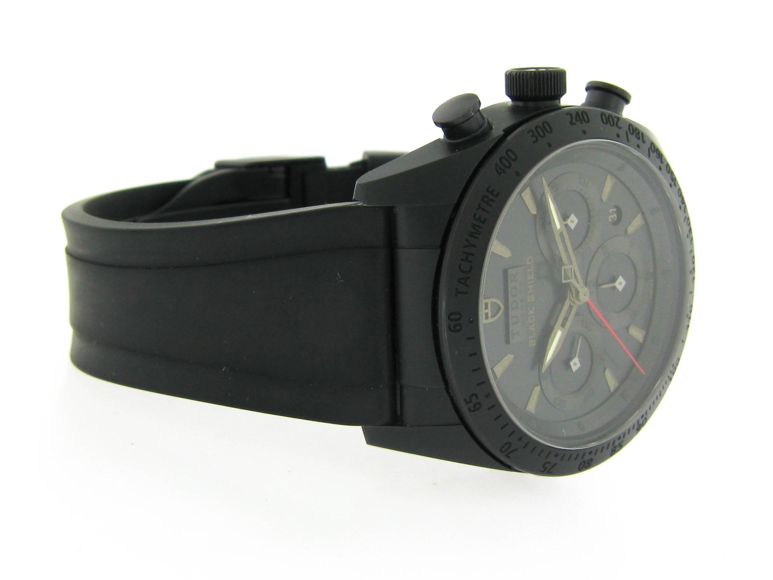 Modern Tudor Ceramic Fastrider Black Shield Chronograph Self Winding Wristwatch