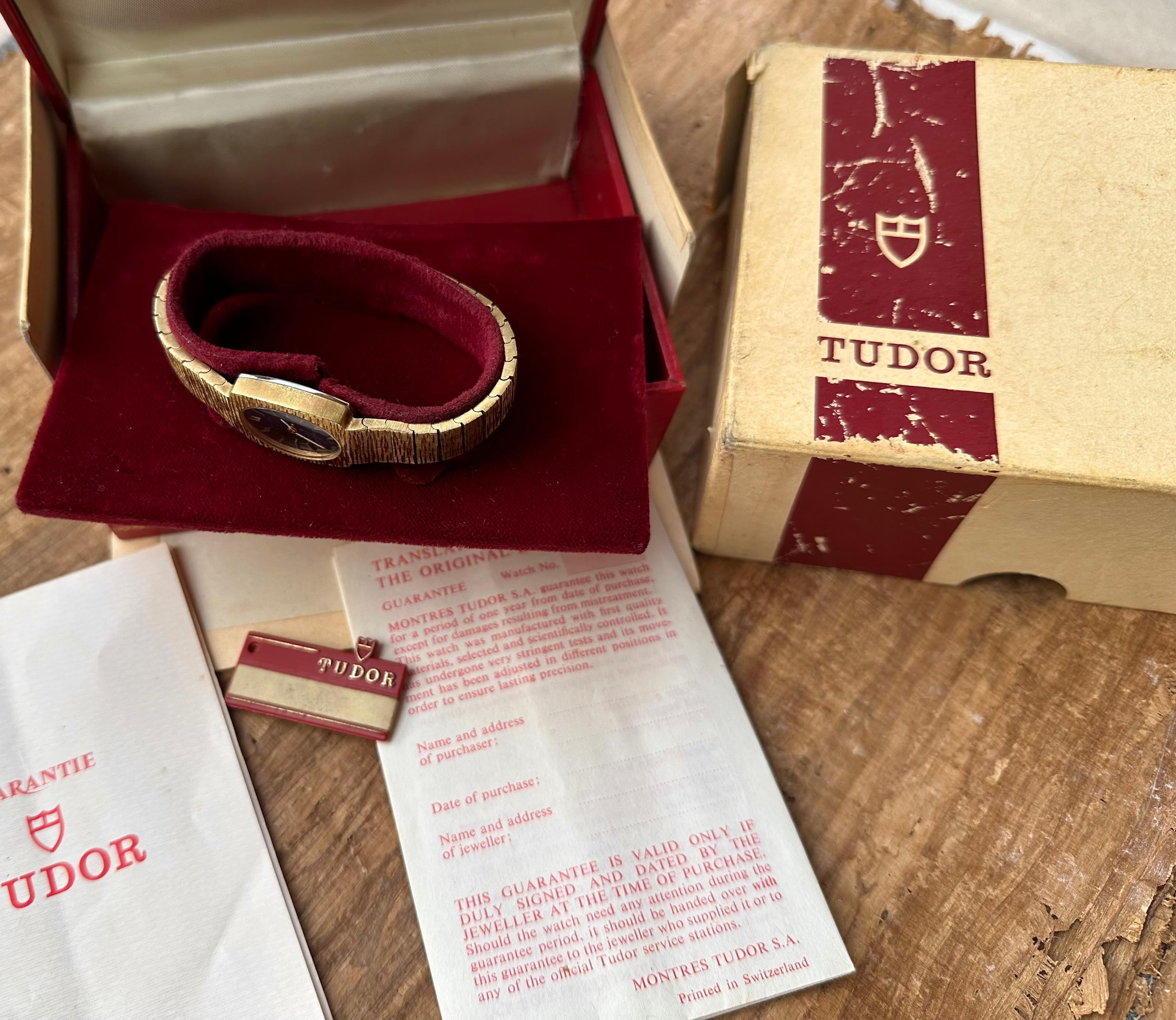 Tudor Geneve Luxury Ref 9561 Gold Plated Watch Full Set For Sale 11
