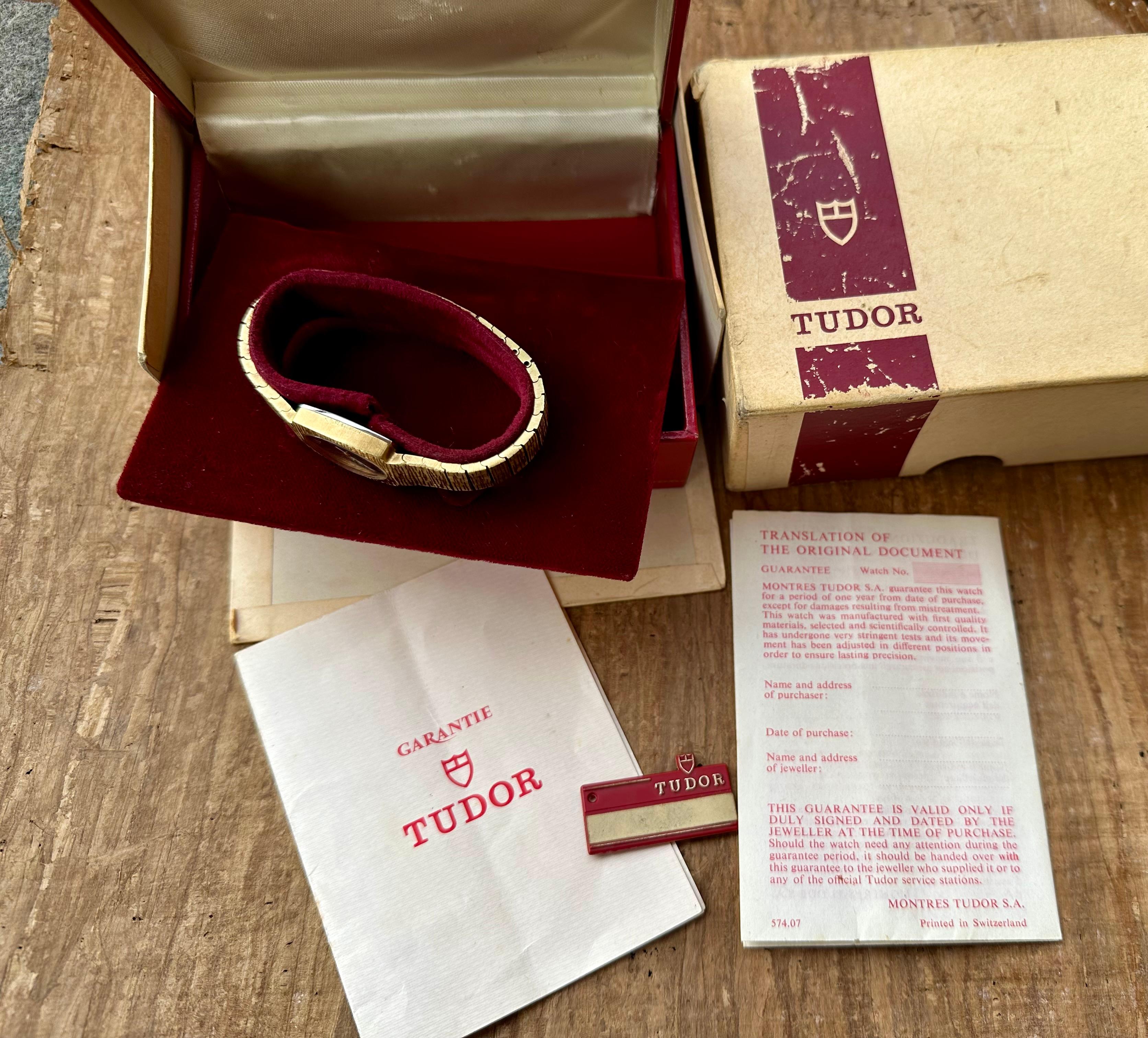Tudor Geneve Luxury Ref 9561 Gold Plated Watch Full Set For Sale 13