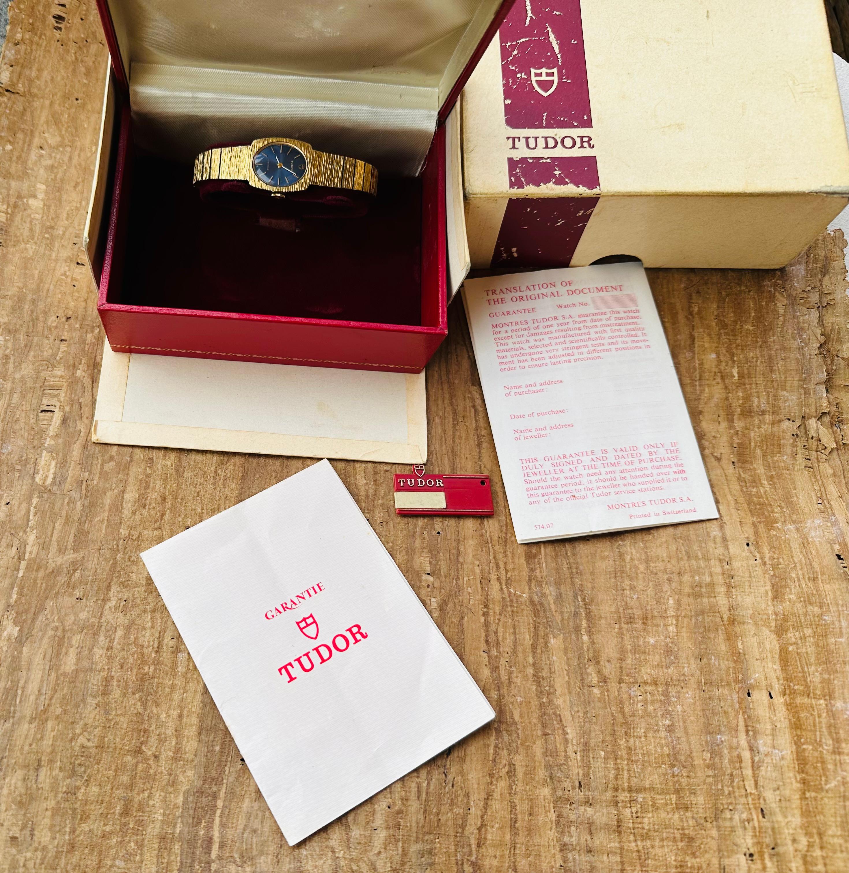 Tudor Geneve Luxury Ref 9561 Gold Plated Watch Full Set In Good Condition For Sale In Toronto, CA