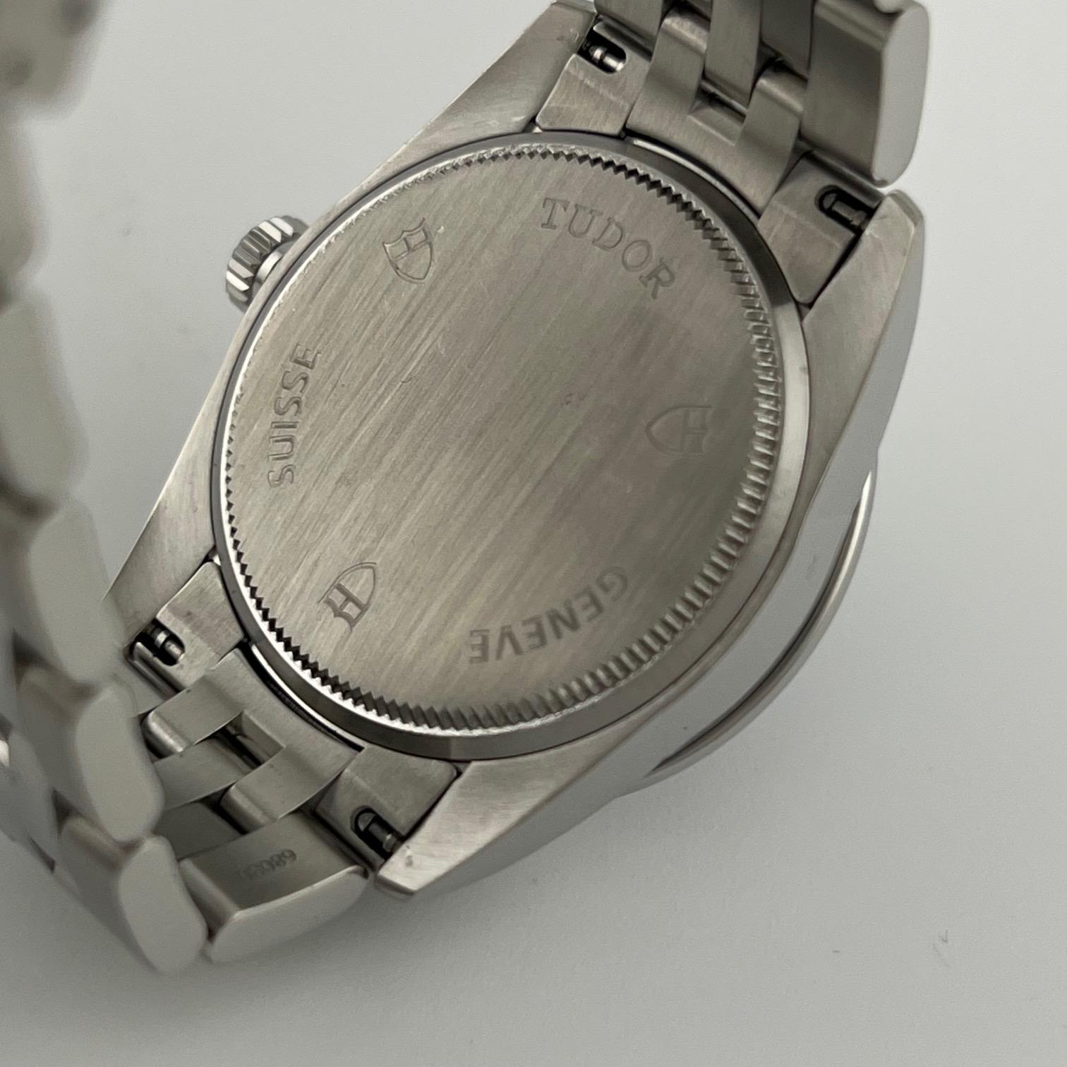 Tudor Glamour Date 53020 31mm Quadrante di fabbrica con diamanti Lunetta con diamanti Scatola con documenti in vendita 4