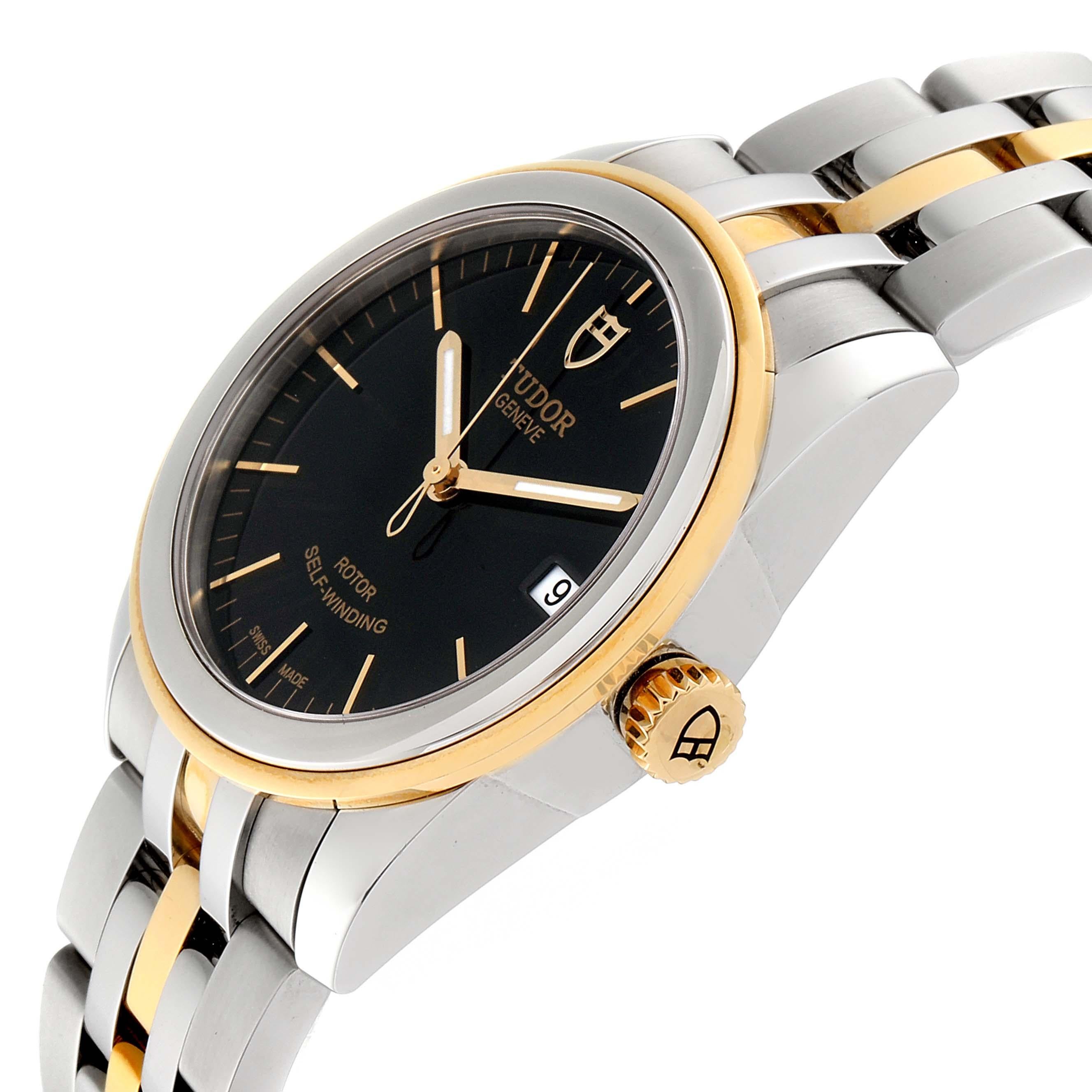 Tudor Glamour Date Black Dial Steel Yellow Gold Men's Watch 55003 Unworn For Sale 1