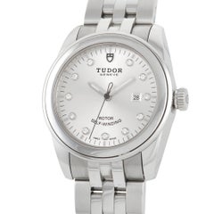 Tudor Glamour Date Silver Diamond Khanjar Ladies Watch 53000