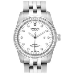 Tudor Glamour Date White Dial Diamond Steel Ladies Watch M53020 Unworn