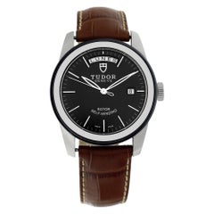Reloj automático Tudor Glamour Day Date 56010 Acero inoxidable con esfera negra 39mm