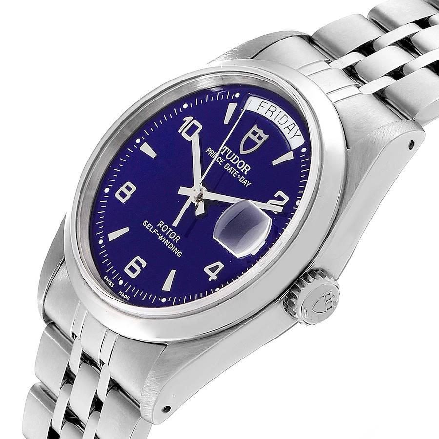 Tudor Glamour Day Date Blue Dial Steel Men s Watch 76200 Card For