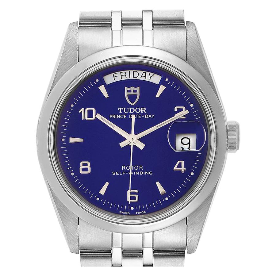 tudor date day blue dial