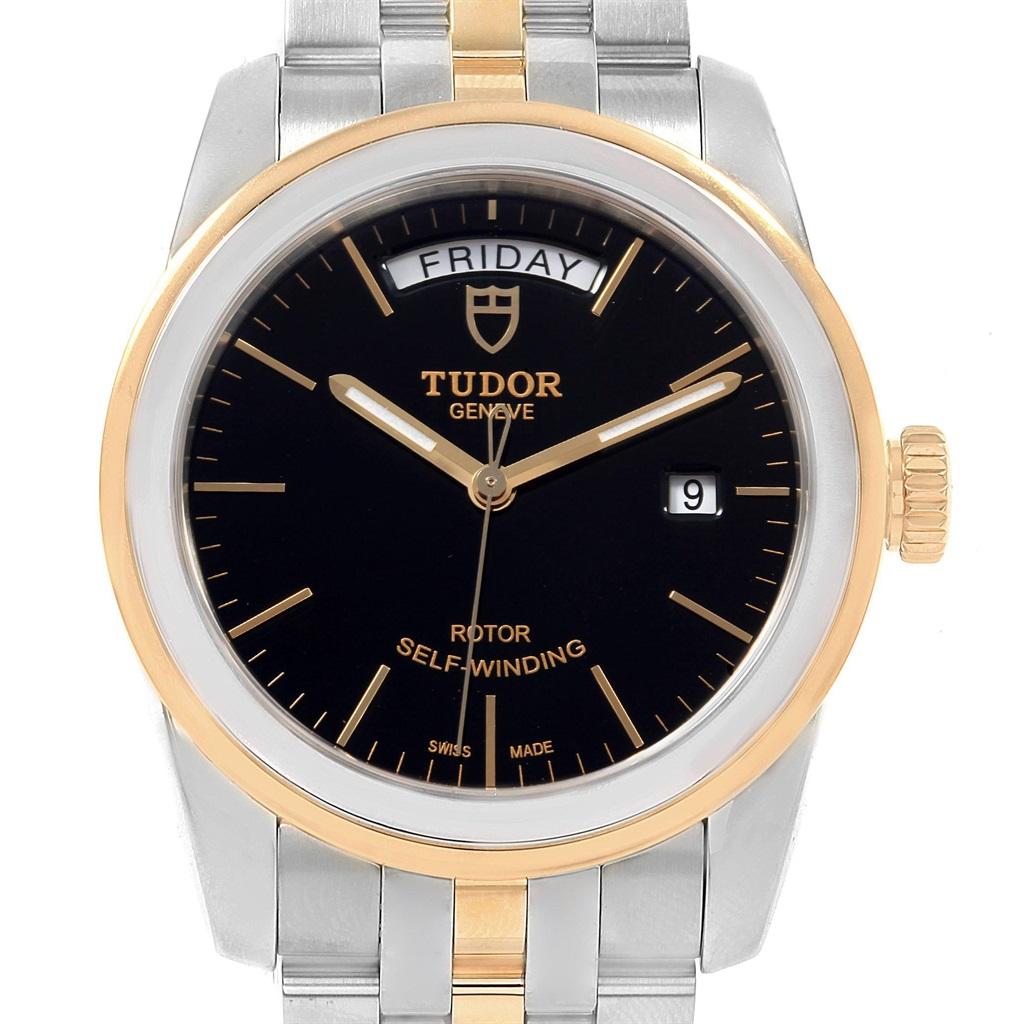 Tudor Glamour Day Date Steel Yellow Gold Men’s Watch 56003 Box Papers For Sale 3