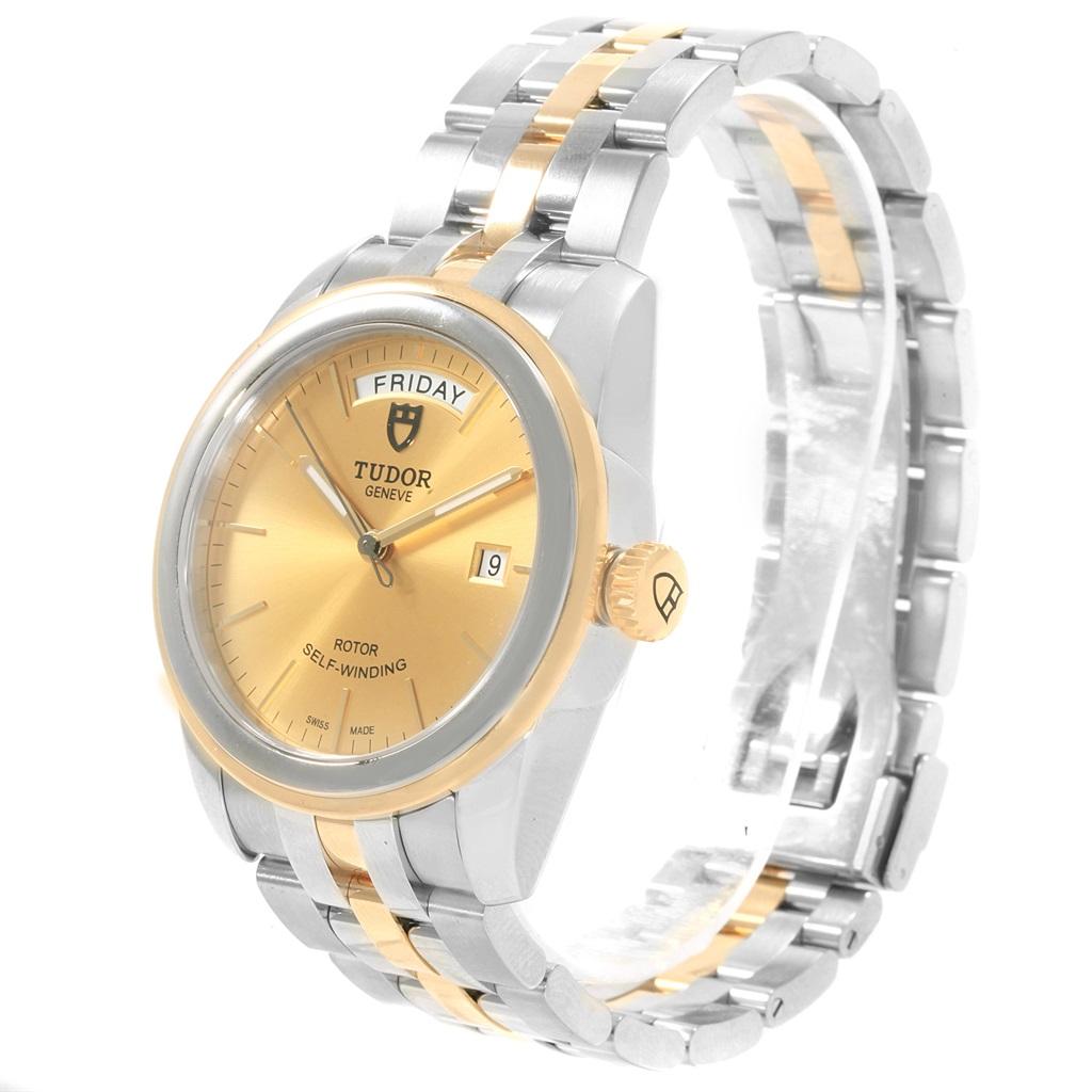 Tudor Glamour Day Date Steel Yellow Gold Men’s Watch 56003 In Excellent Condition In Atlanta, GA