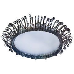 Lámpara de empotrar de hierro forjado y plata, de estilo Tudor y neogótico, de FerroArt, España, década de 1940