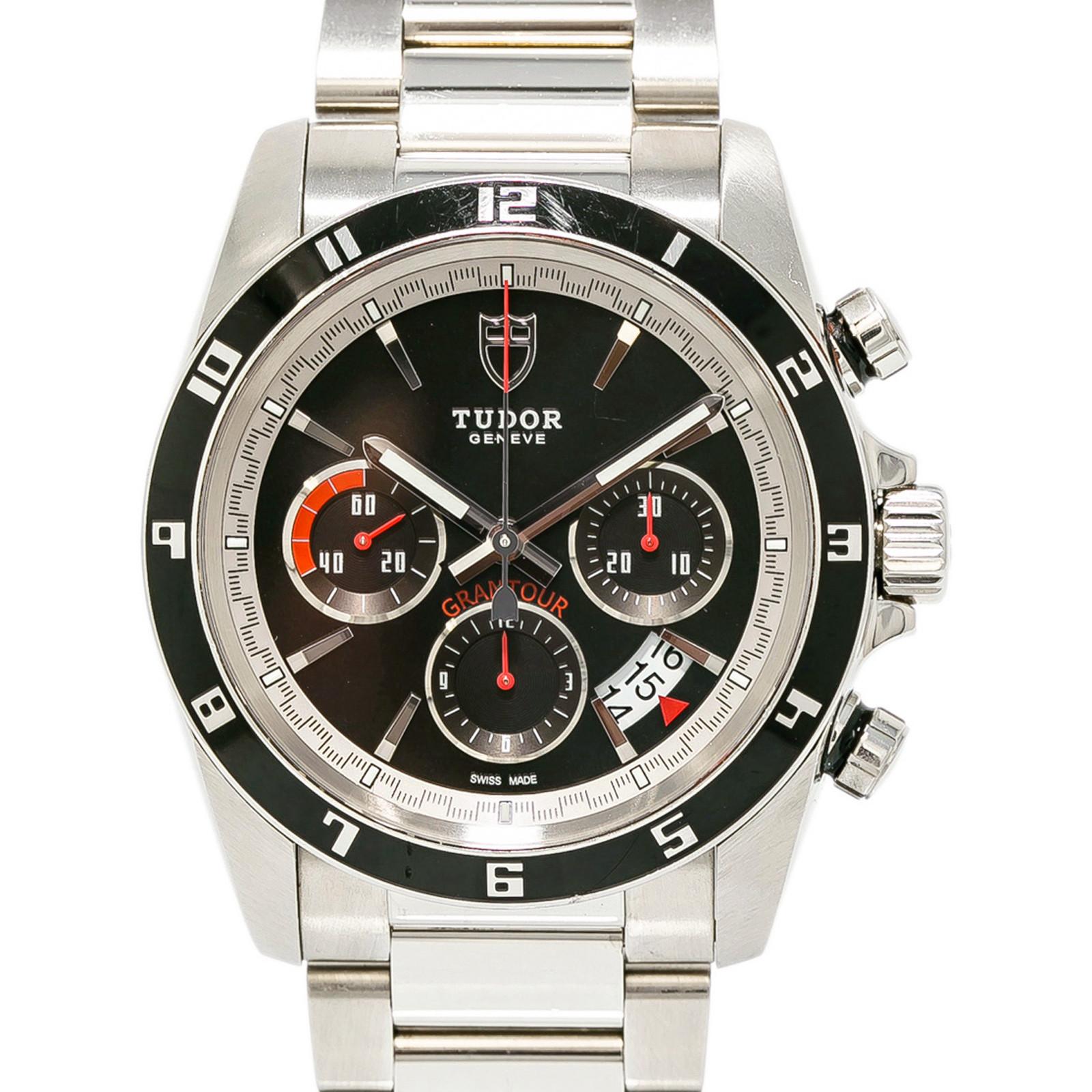 Tudor Grantour 20530N Men's Automatic Chronograph Watch Black Dial Steel For Sale 1