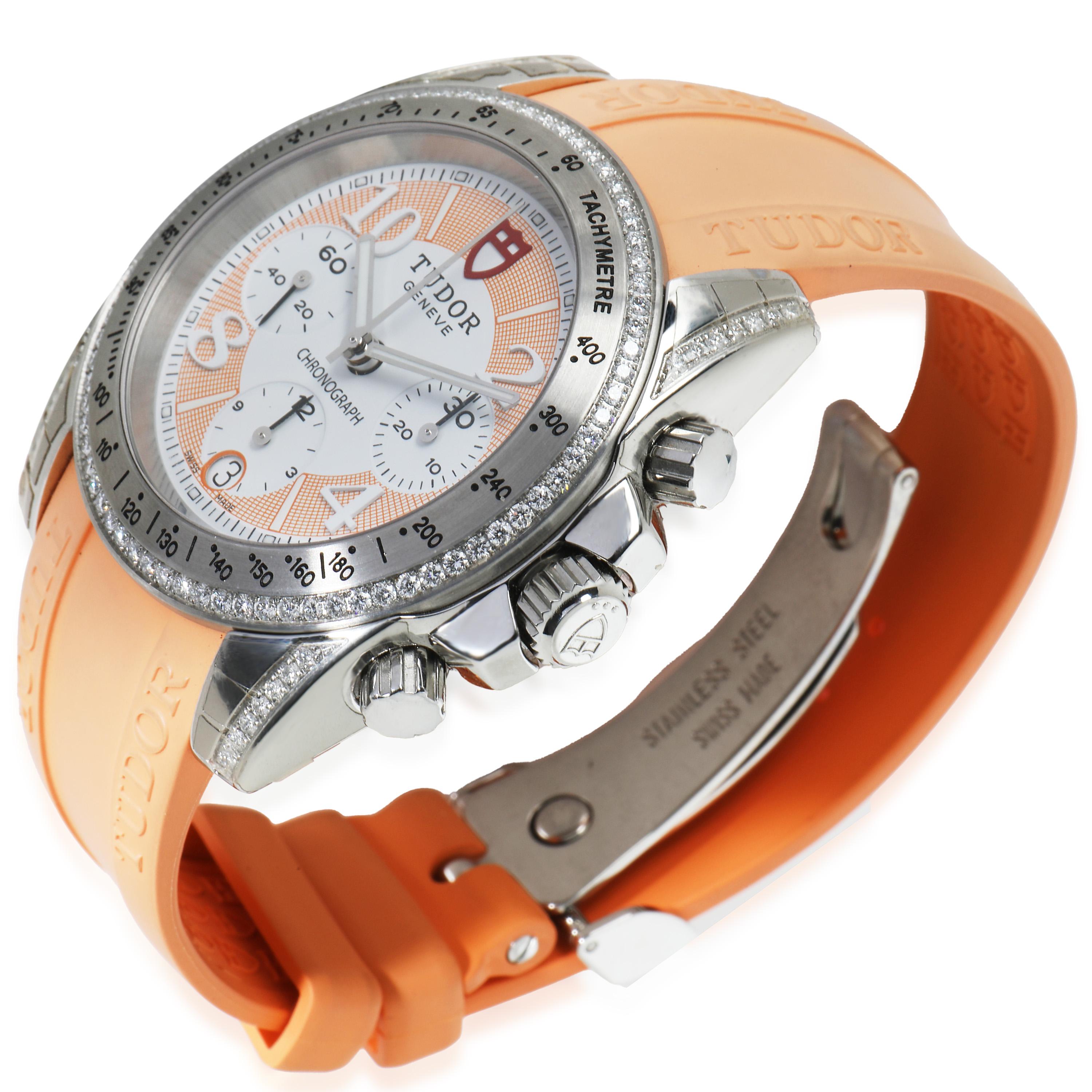 Tudor Grantour Chrono 20310 Women's Watch in  Stainless Steel 0.5 CTW In Excellent Condition For Sale In New York, NY