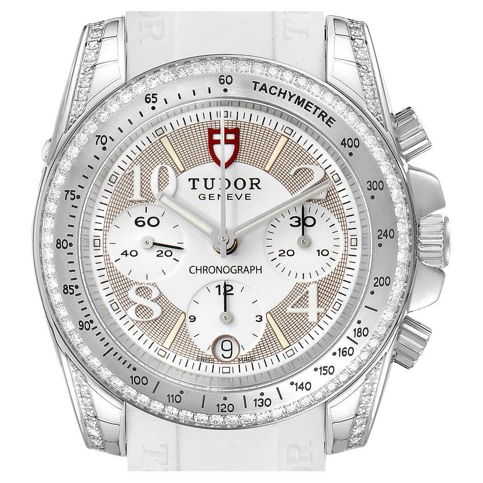 Tudor Grantour White Strap Steel Diamond Unisex Watch 20310 Unworn For Sale