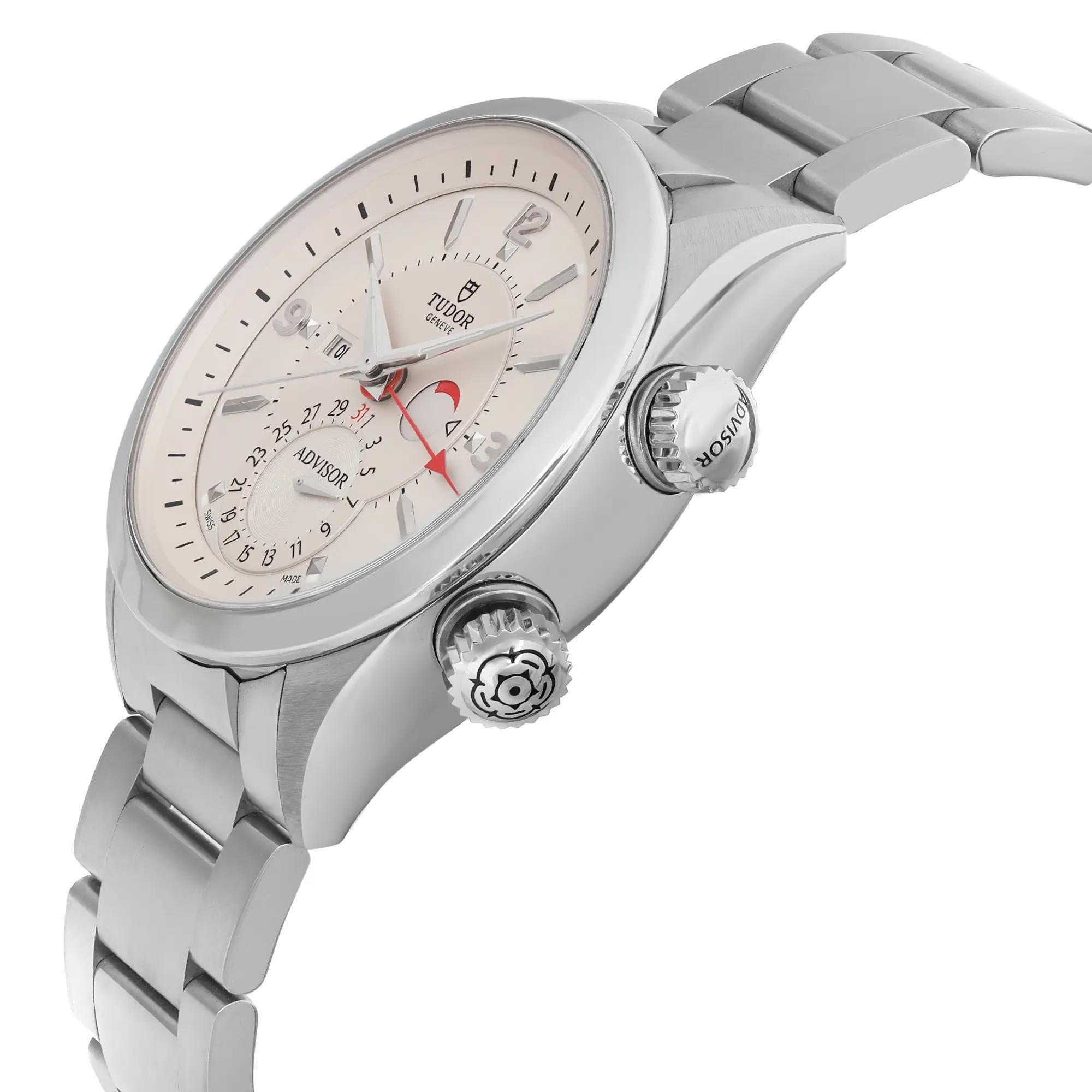 Tudor Heritage Advisor 42mm Steel Silver Dial Men Automatic Watch 79620T-95740 In New Condition For Sale In New York, NY