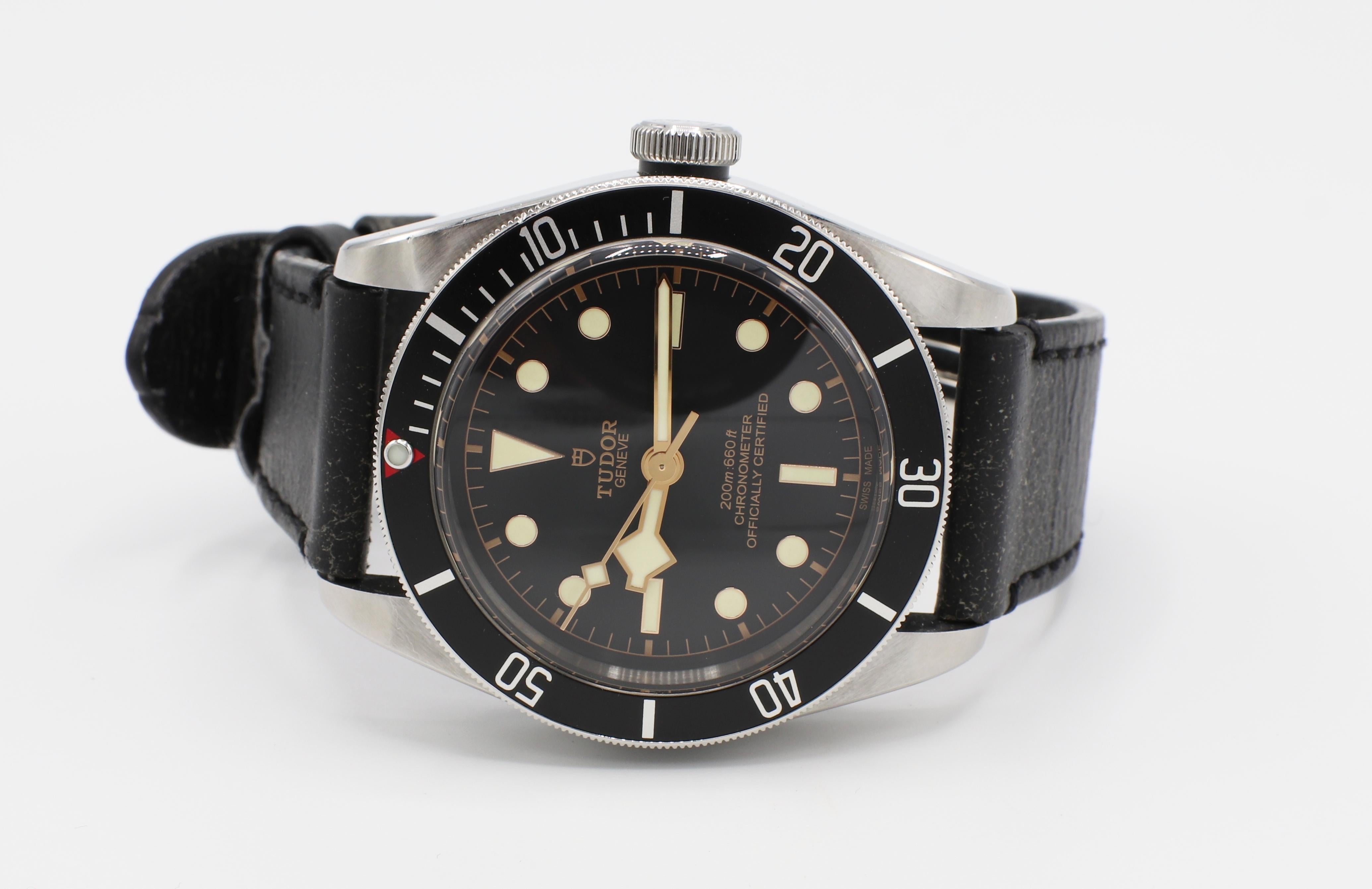 Tudor Heritage Black Bay 41MM Automatic Steel Watch Box & Papers
Model: M79230N-0008
Serial: I926***
Case size: 41MM
Case material: Stainless Steel
Movement: Automatic
Water Resistant: 200 meters 
Strap: Black leather
Box & Papers
