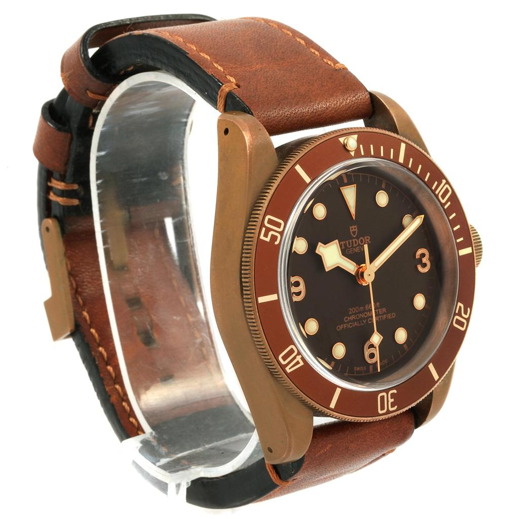 Tudor Heritage Black Bay Automatic Bronze Dial Leather Strap Watch 79250 In Excellent Condition In Atlanta, GA