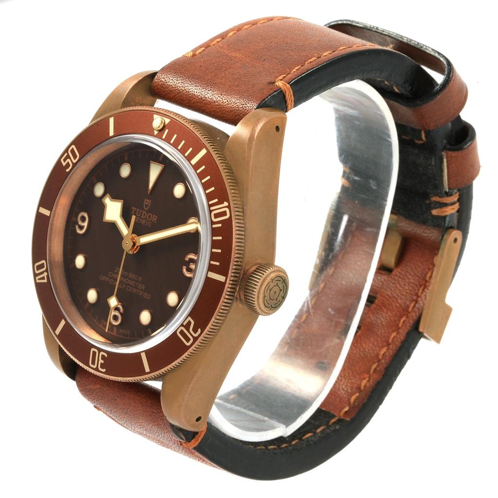 Men's Tudor Heritage Black Bay Automatic Bronze Dial Leather Strap Watch 79250