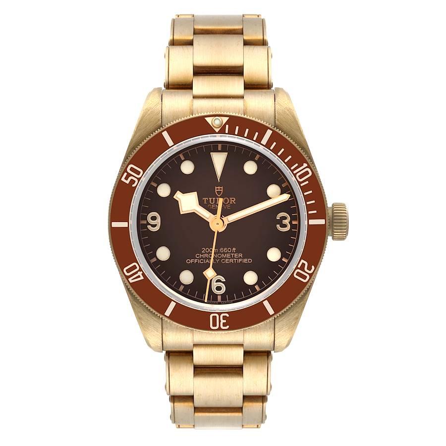 Tudor Heritage Black Bay Fifty-Eight Bronze Mens Watch 79012 Box Card. Automatic self-winding movement. Aluminum bronze alloy oyster case 39.0 mm in diameter. Tudor logo on a crown. Unidirectional rotating bezel with brown insert. Scratch resistant