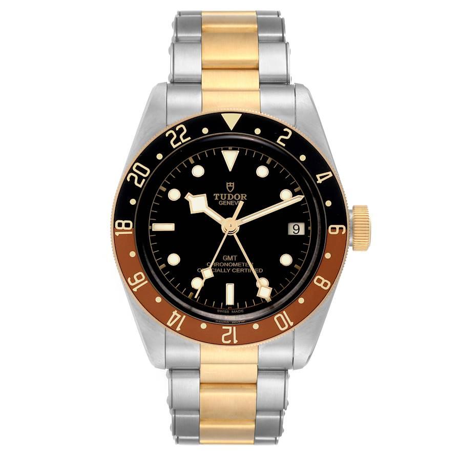 Tudor Heritage Black Bay GMT Steel Yellow Gold Mens Watch 79833MN Unworn. Automatic self-winding movement. Stainless steel oyster case 41.0 mm in diameter. Tudor logo on a crown. Bi-directional rotating red and black (rootbeer) bezel. Scratch