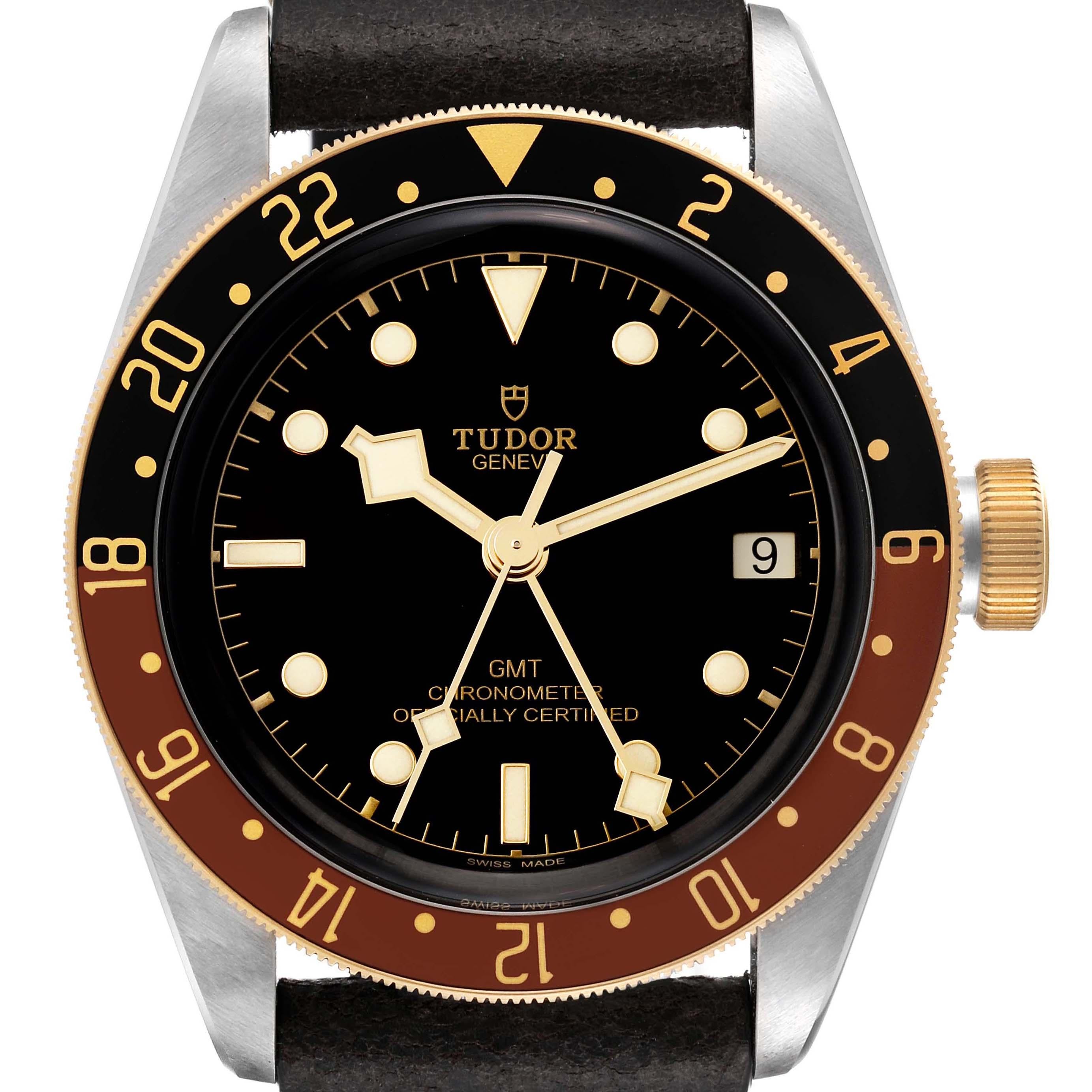 Tudor Heritage Montre Bay GMT noire en acier et or jaune pour hommes 79833MN  non portée En vente sur 1stDibs