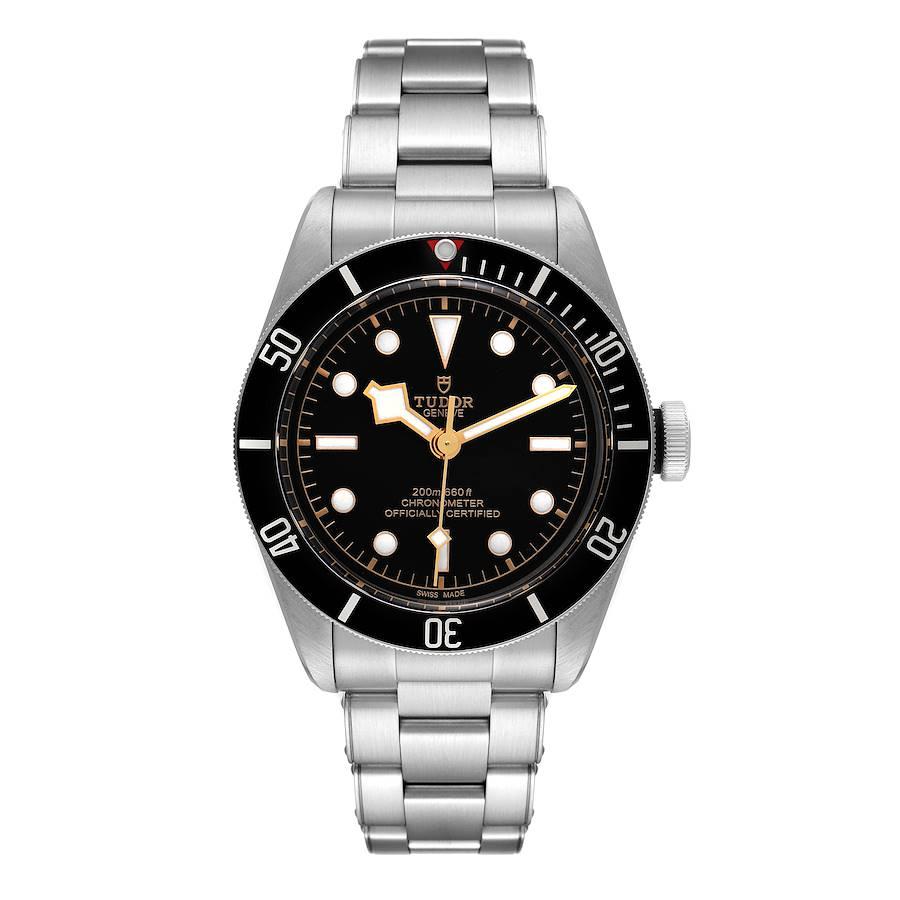 Tudor Heritage Black Bay Stainless Steel Mens Watch 79230. Automatic self-winding movement. Stainless steel oyster case 41.0 mm in diameter. Tudor logo on a crown. Uni-directional rotating stainless steel bezel with black insert. Scratch resistant
