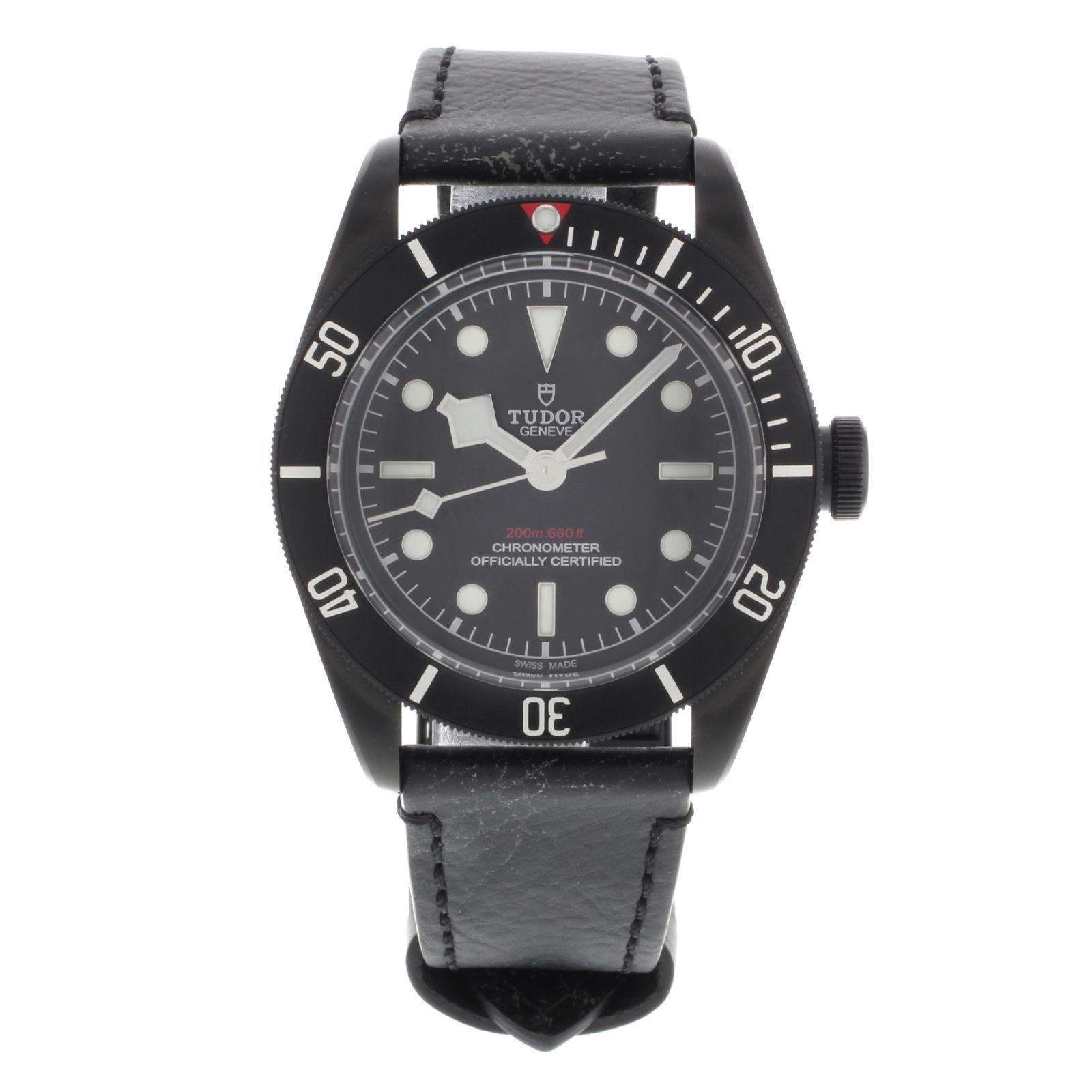 Tudor Heritage Black Dial Bay PVD Steel Leather Automatic Men’s Watch 79230DK