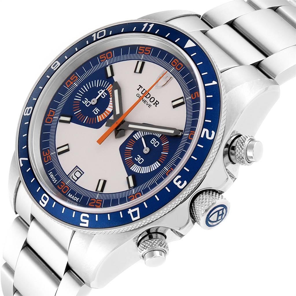 Tudor Heritage Chrono Blue Stainless Steel Men's Watch 70330 Box Card For Sale 2