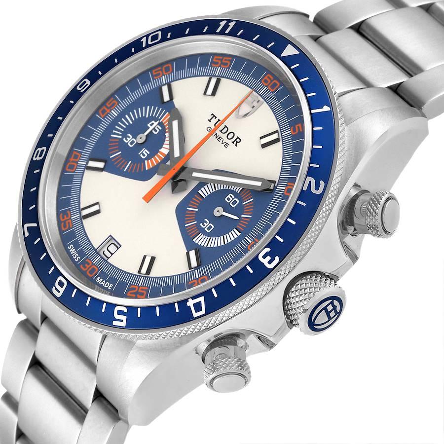 Men's Tudor Heritage Chrono Blue Stainless Steel Mens Watch 70330 Box Card