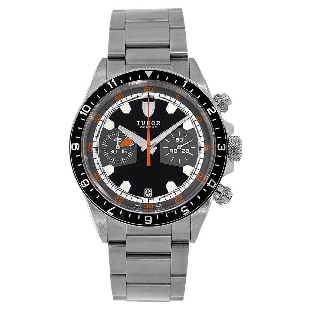 Tudor Heritage Chrono Stainless-Steel Black Chronograph Watch 70330N-0005 For Sale