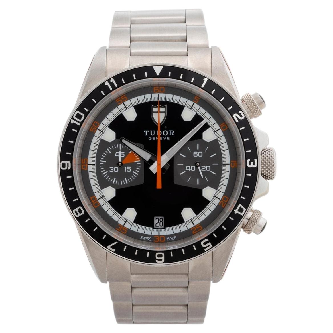 Chronographe Tudor Heritage avec date, réf. 70330N, 42 mm, acier inoxydable, ensemble complet