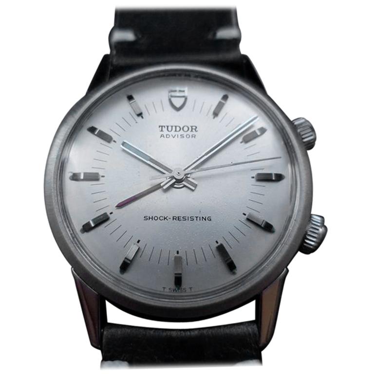 TUDOR Men's Advisor 10050 Hand-Wound Alarm Watch, c.1983 Vintage Swiss LV601