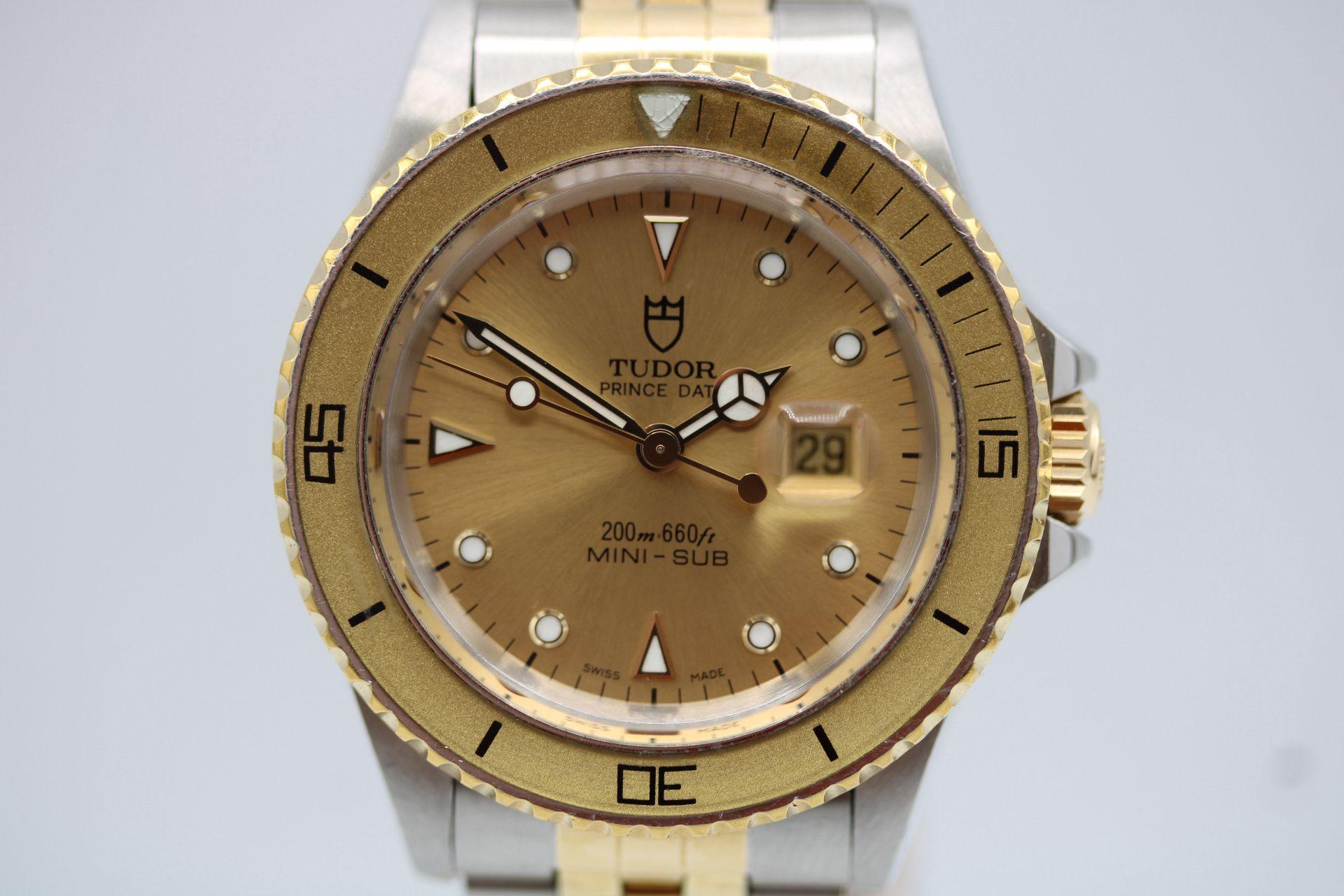 Tudor Mini Sub  33mm  Steel & Gold  Champagne Dial  Serviced by Tudor (2025) In Good Condition For Sale In London, GB