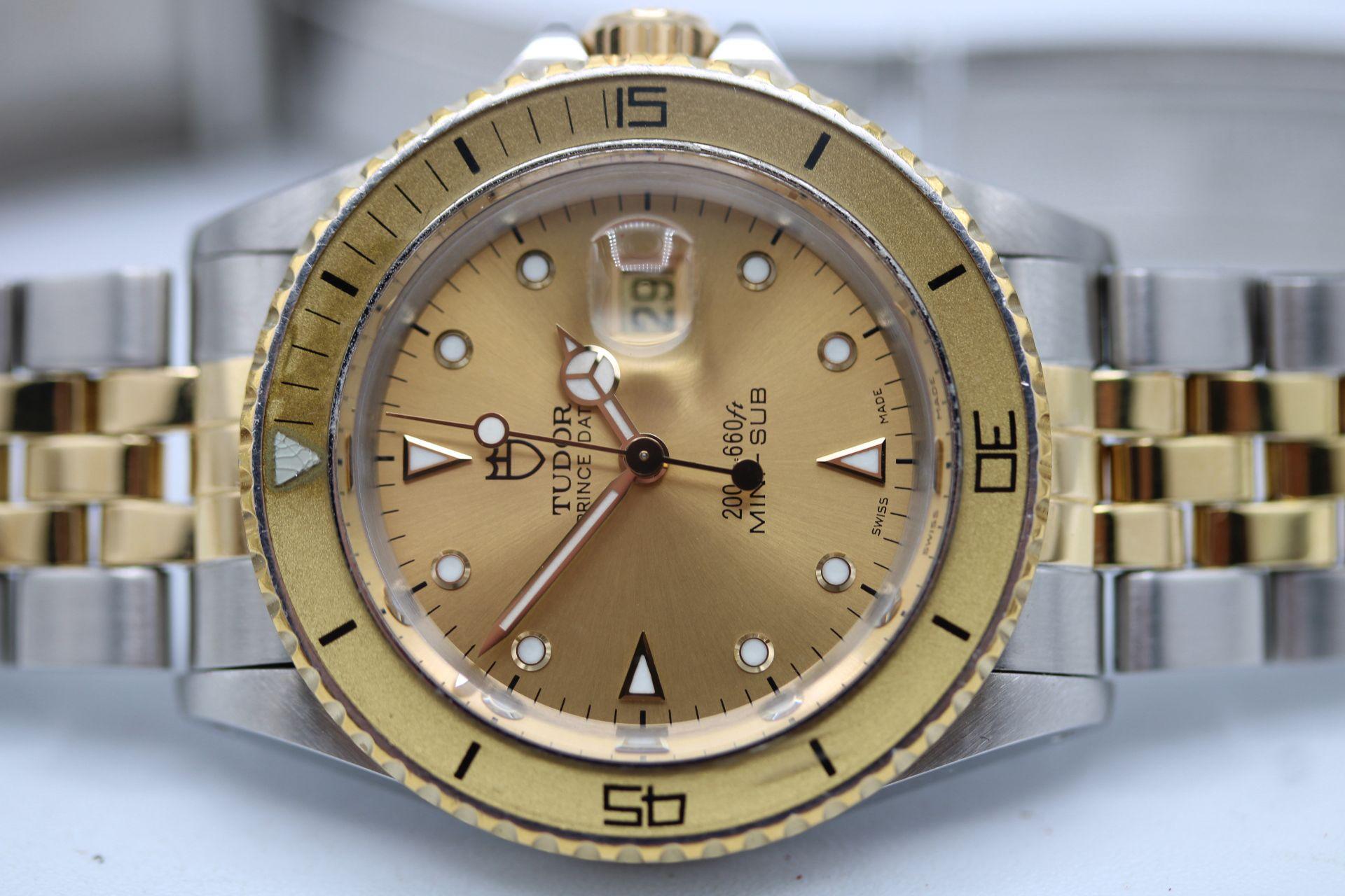 Tudor Mini Sub  33mm  Steel & Gold  Champagne Dial  Serviced by Tudor (2025) For Sale 4