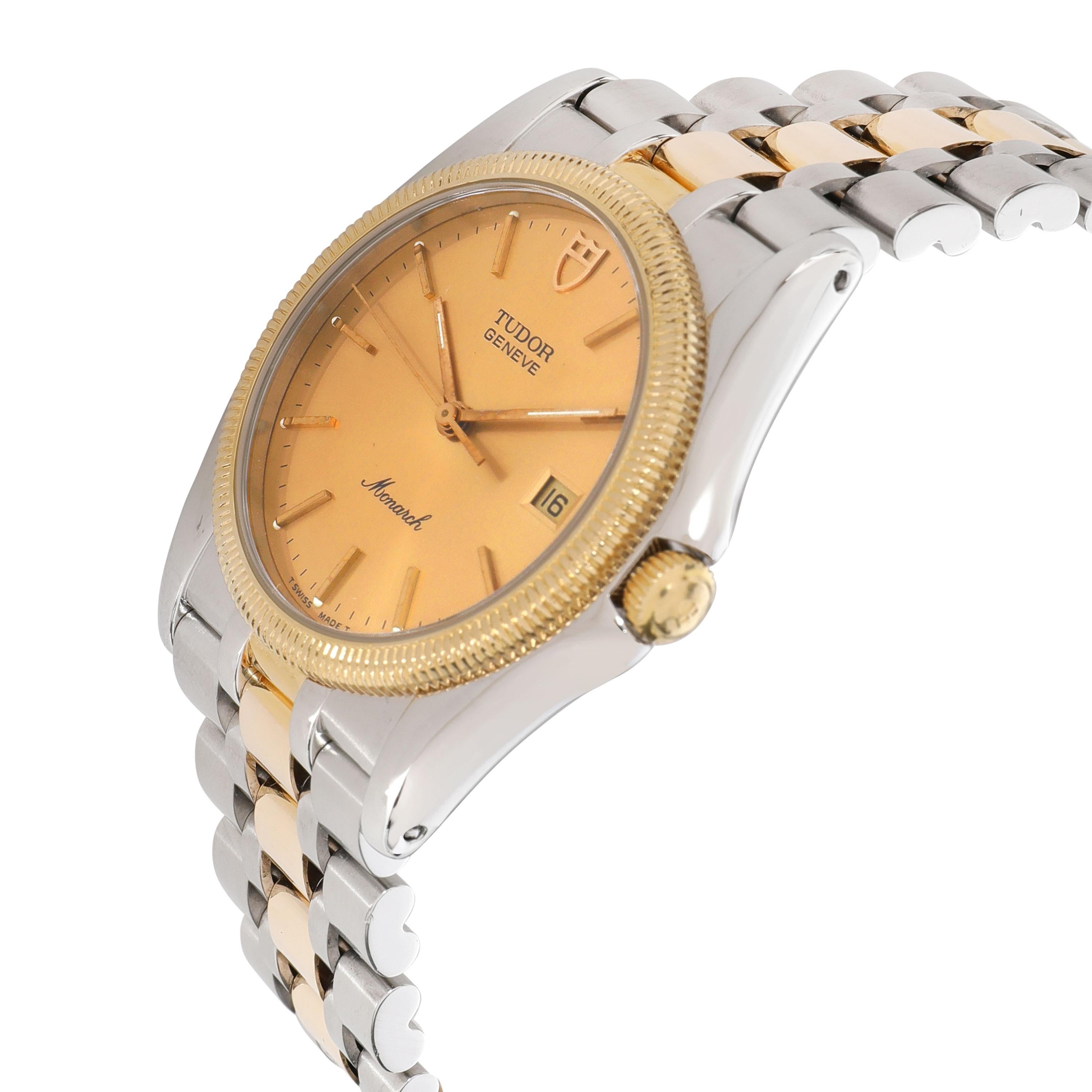 Tudor Monarch 15633 Men's Watch in 18 Karat Stainless Steel/Yellow Gold In Excellent Condition In New York, NY