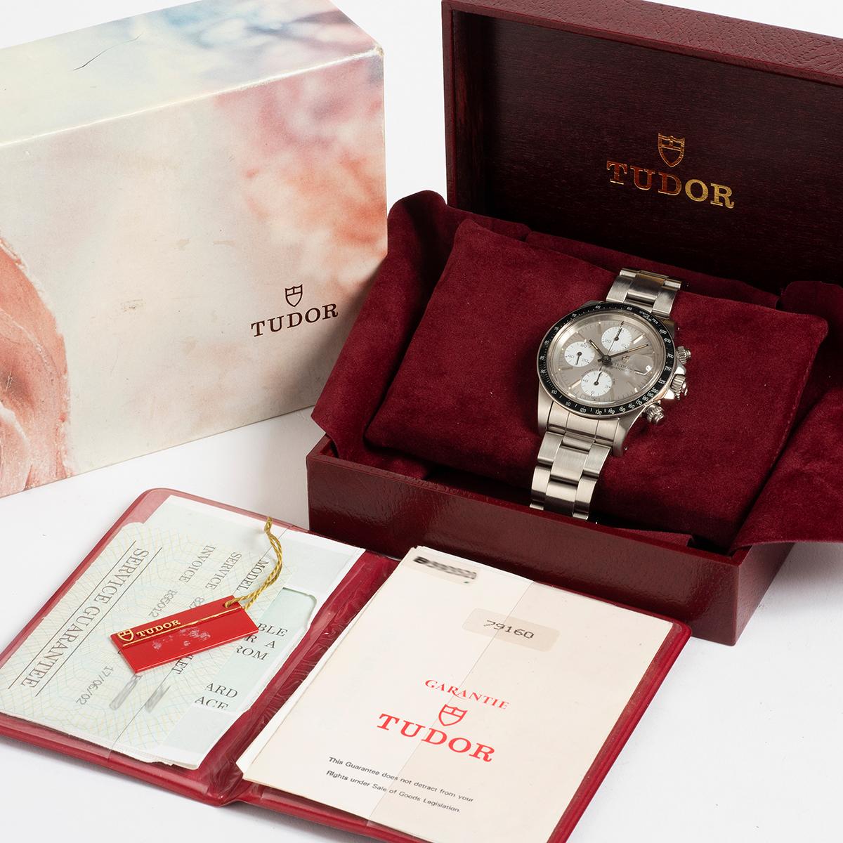 Tudor Oyster Date Chronograph „Big Block“ Ref 79160, „Albino“ Zifferblatt, B&P's, 1995. für Damen oder Herren im Angebot
