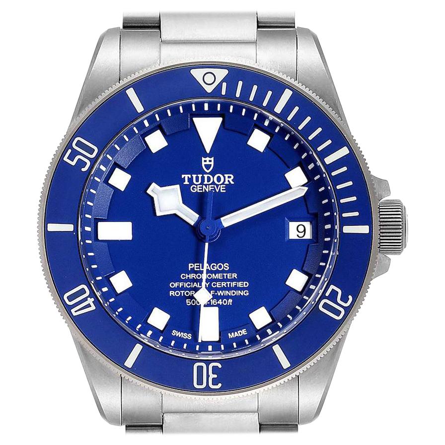 Tudor Pelagos Blue Dial Automatic Titanium Men's Watch 25600 Box Papers