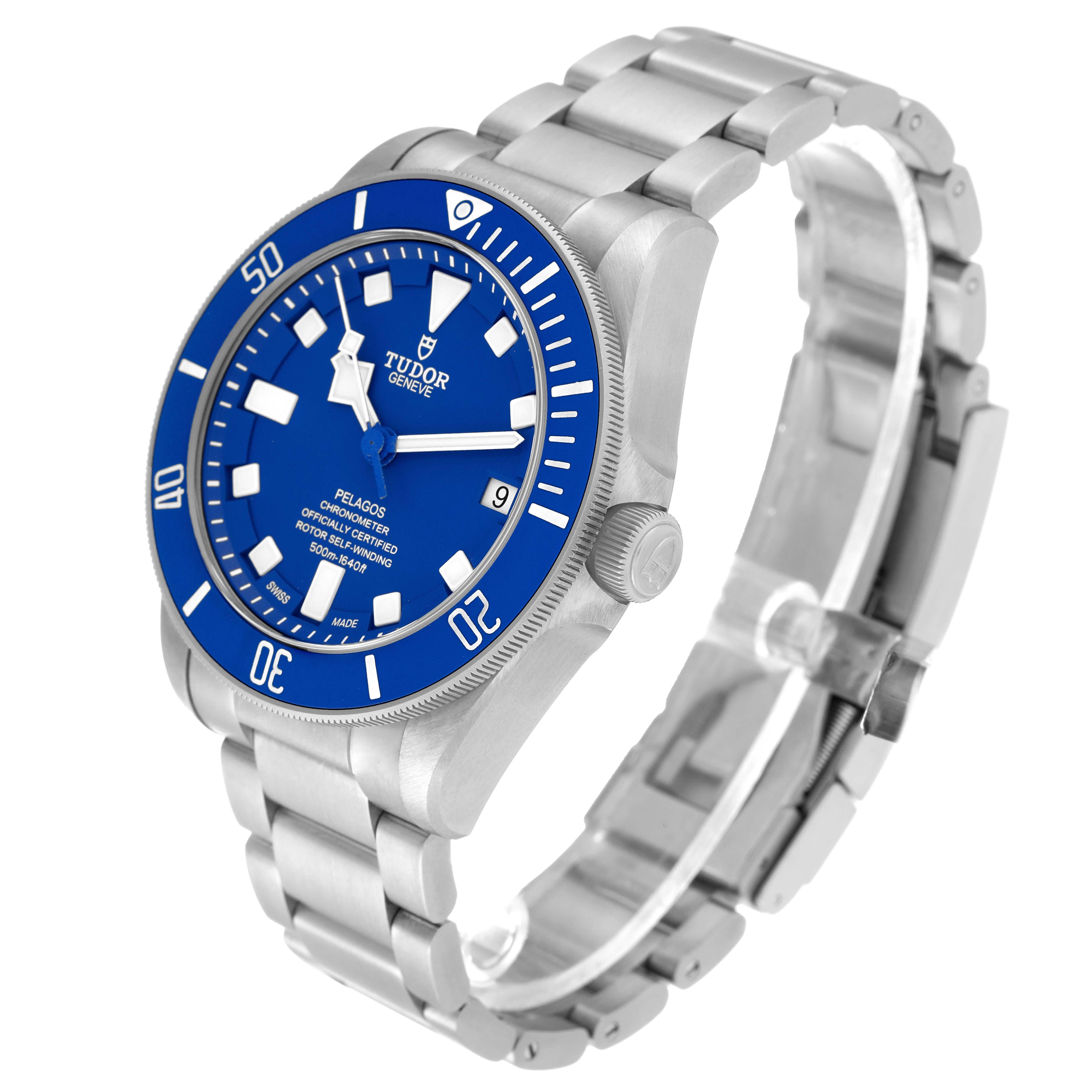 Men's Tudor Pelagos Blue Dial Automatic Titanium Mens Watch 25600TB Box Card