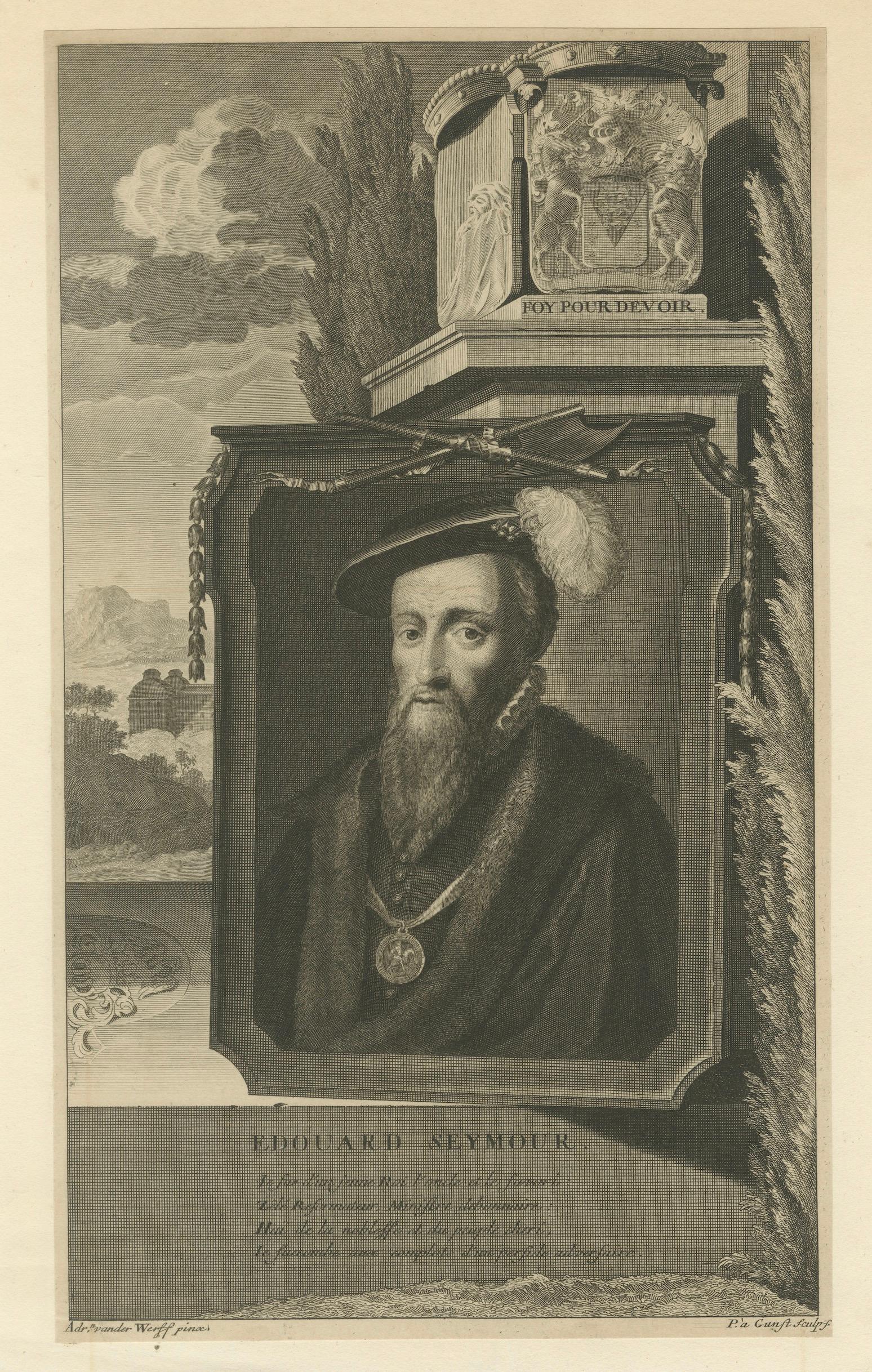 Tudor Portrait Edward Seymour, Duke of Somerset, Engraving, c.1700