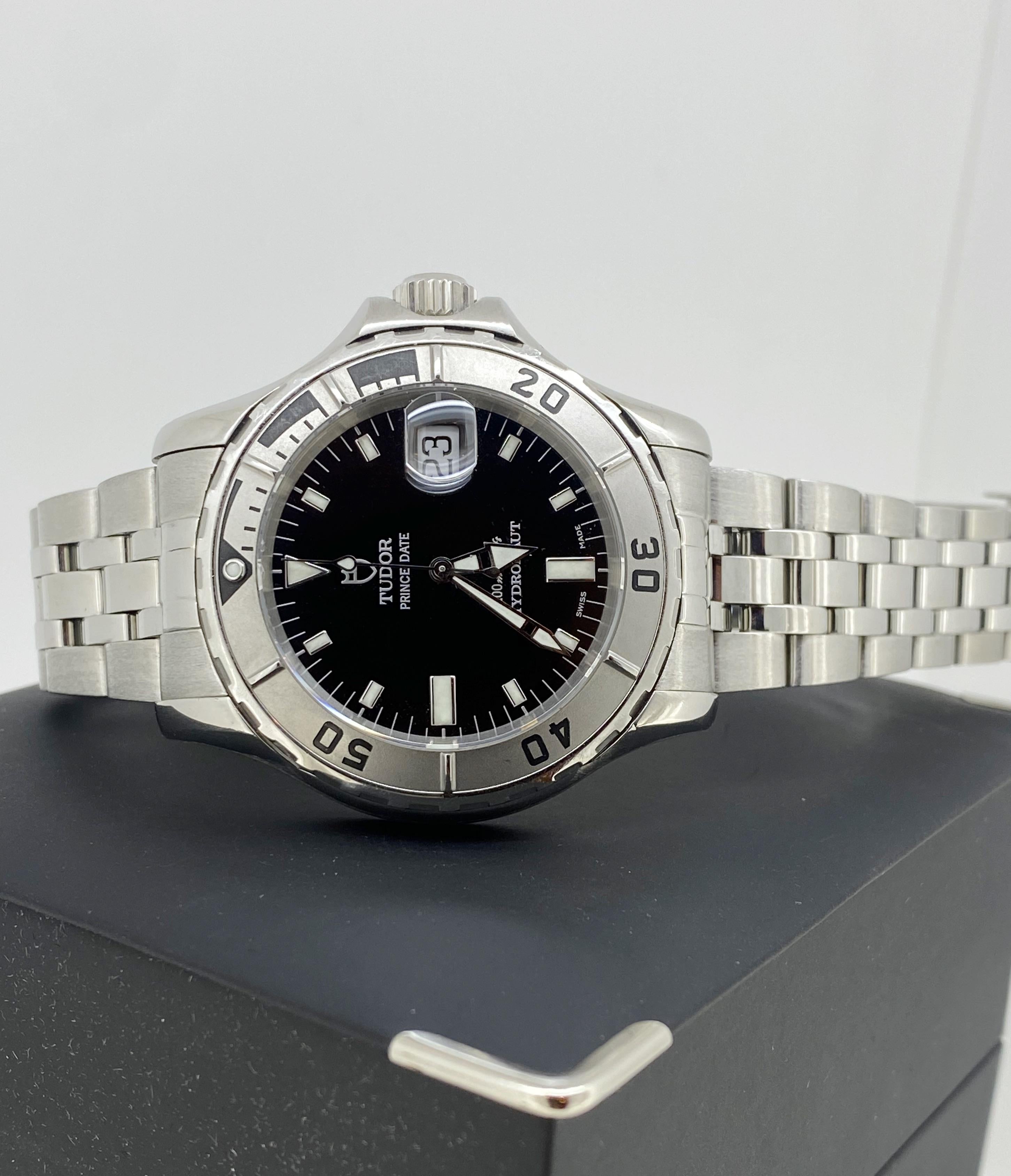 Reloj Tudor Prince Date 200m 660ft Hydronaut ref 89190 Esfera Negra Acero Hombre en venta 1