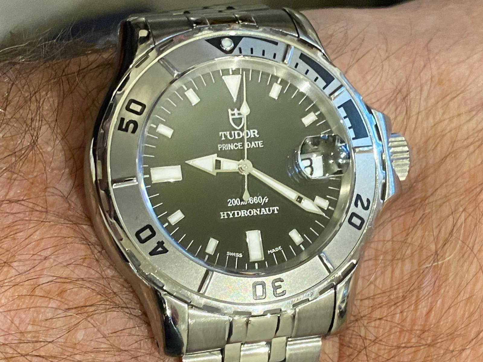 Reloj Tudor Prince Date 200m 660ft Hydronaut ref 89190 Esfera Negra Acero Hombre en venta 2