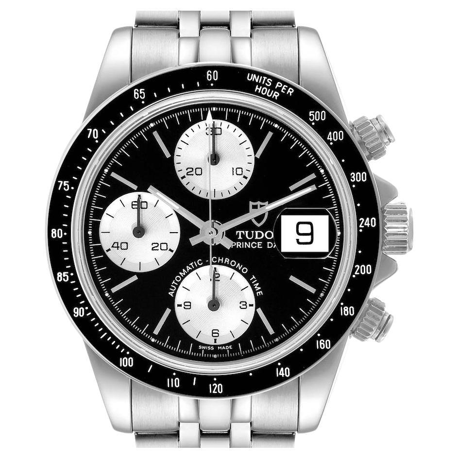 Tudor Stainless Steel Tiger Prince Date Green Chronograph Automatic Wristwatch at 1stDibs