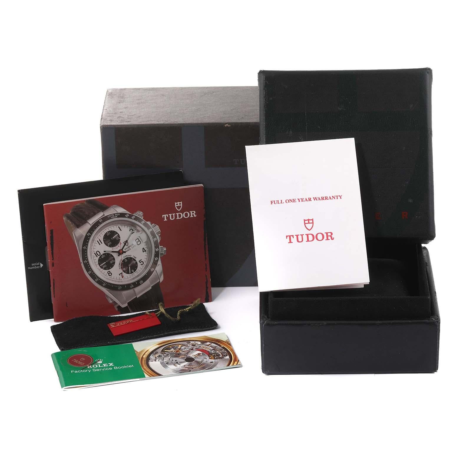 Tudor Prince Date Chronograph Black Dial Steel Mens Watch 79260 Box Papers For Sale 8