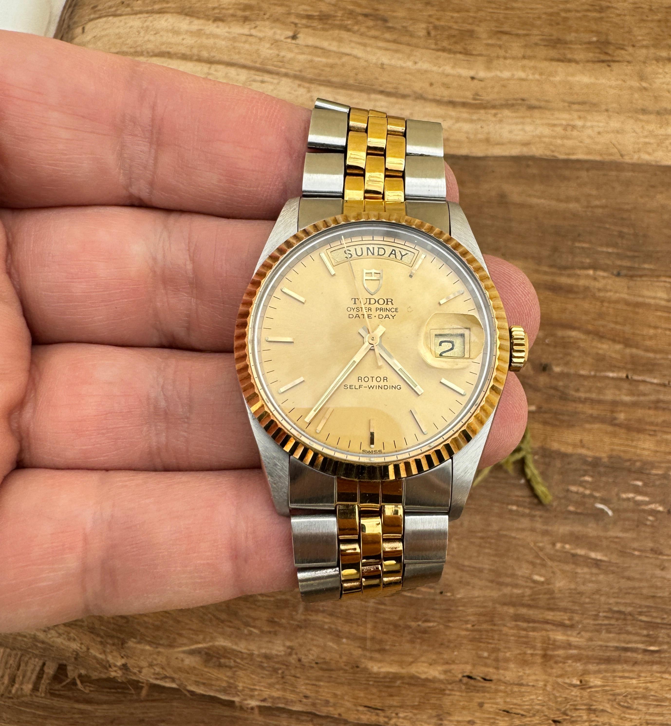 Tudor Prince Date Day 94613 Date Day Gold/Steel Watch For Sale 3