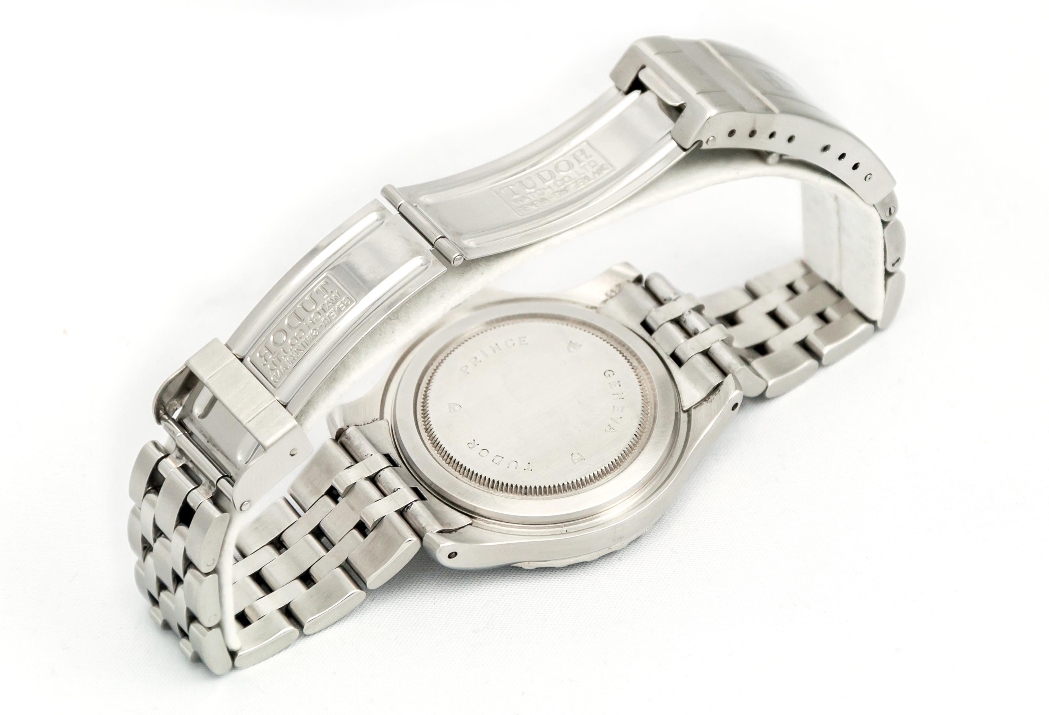 TUDOR
Prinz Datum. Hydronaut.
Stahl / Stahlarmband mit Faltschließe.
Schwarzes Zifferblatt. Datum 3 H.
Lünette aus Stahl.
WR 200 m.
Ausgezeichneter Zustand.
40 mm ohne Krone
2200 Euro 