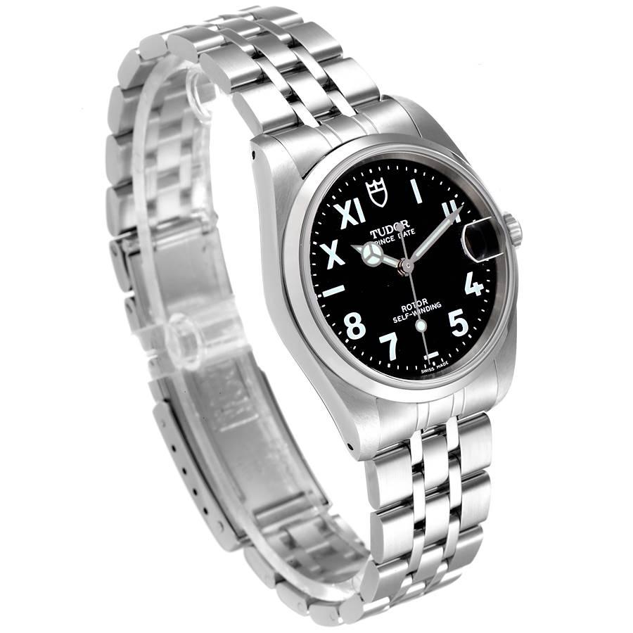 Tudor Prince Date Unisex-Uhr 72000 mit schwarzem Zifferblatt und schwarzem Zifferblatt im Zustand „Hervorragend“ im Angebot in Atlanta, GA