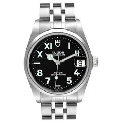 Tudor Prince Date Unisex-Uhr 72000 mit schwarzem Zifferblatt und schwarzem Zifferblatt
