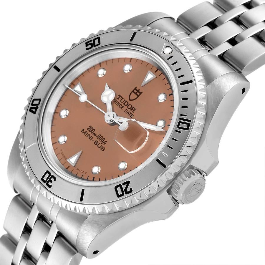 Tudor Prince Date Mini Sub lachsfarbenes Zifferblatt Stahl Herrenuhr 73190 Box Papiere 1