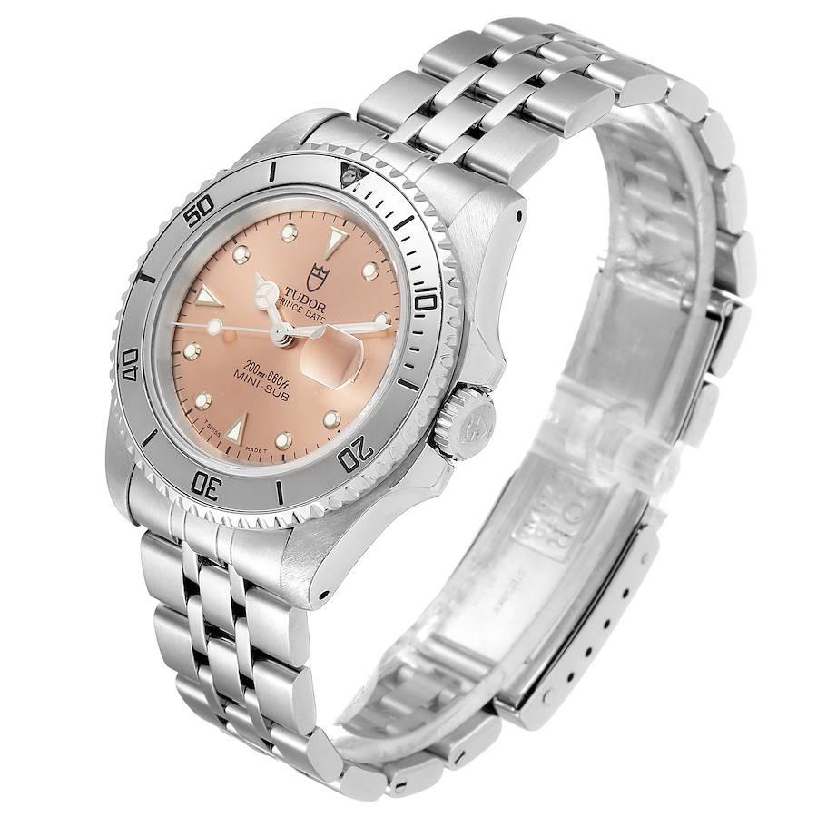 Tudor Prince Date Mini Sub Lachs Zifferblatt Stahl Herrenuhr 73190 Papiere für Damen oder Herren im Angebot