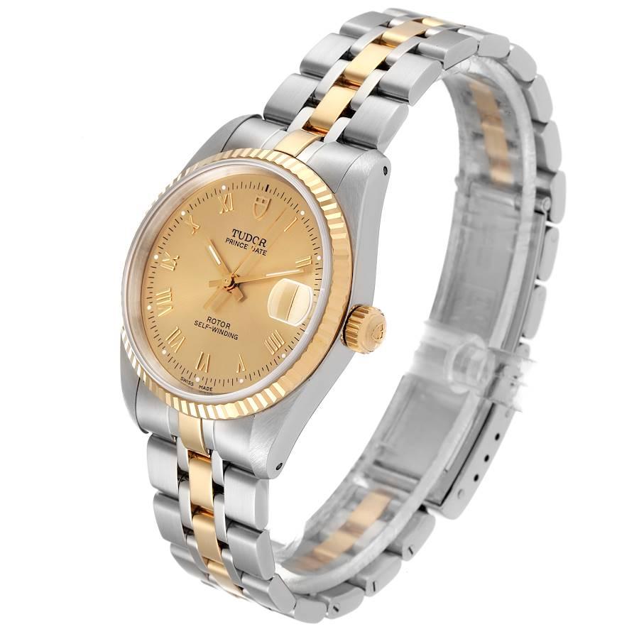 Women's or Men's Tudor Prince Date Steel Yellow Gold Champagne Dial Mens Watch 72033 Unworn