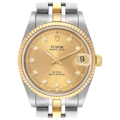 Tudor Prince Date Stahl-Gelbgold-Diamant-Herrenuhr 72033 Ungetragen